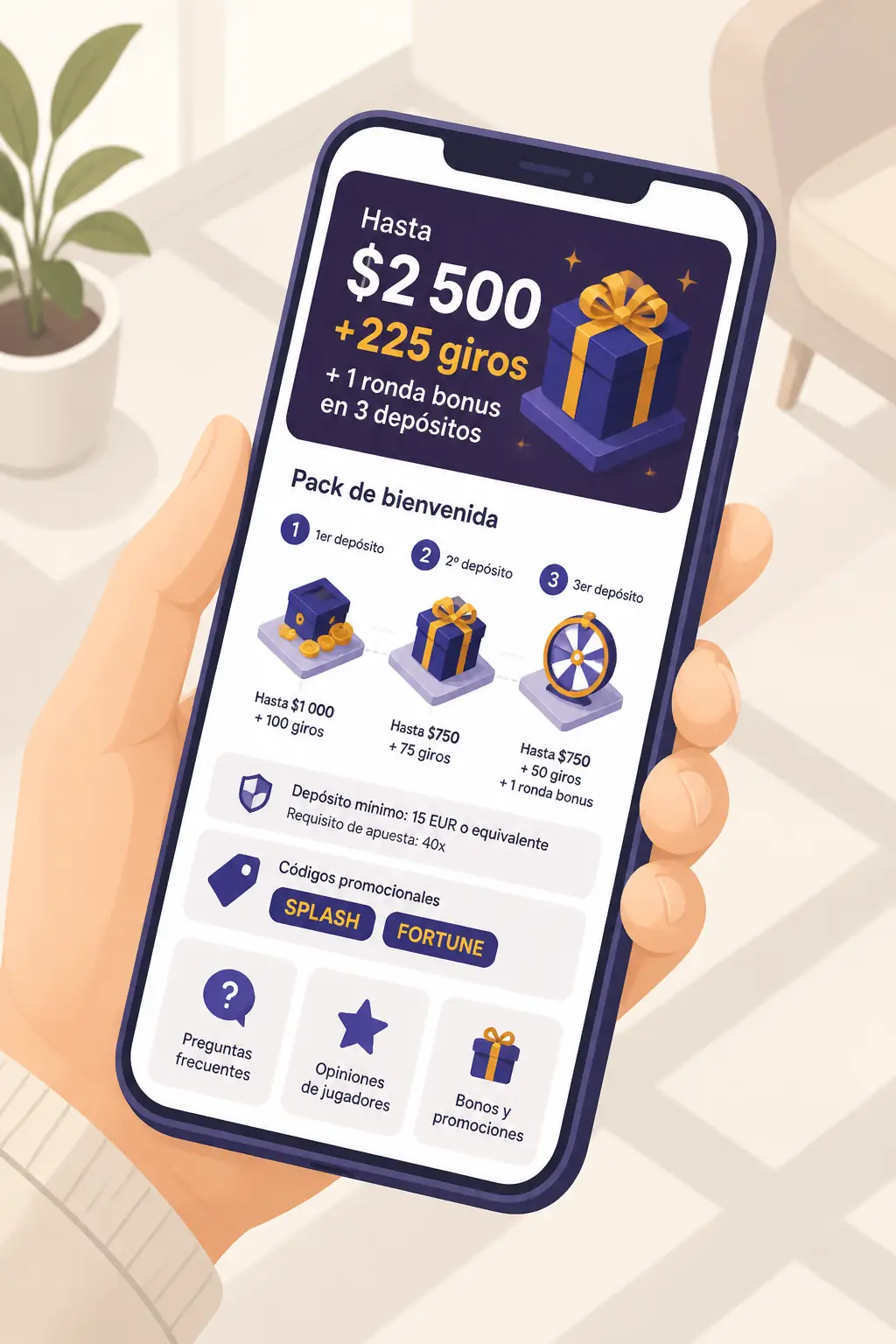 SpinGranny Bono: Hasta $2 500 + 225 Giros visual guide for SpinGranny Casino